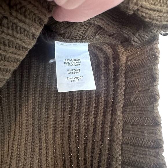 Madewell Ribbed Army Green Crewneck Zipper Hem Sweater - Picture 5 of 7